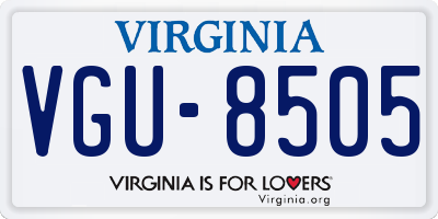 VA license plate VGU8505