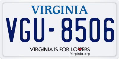 VA license plate VGU8506