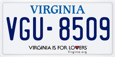 VA license plate VGU8509