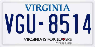 VA license plate VGU8514