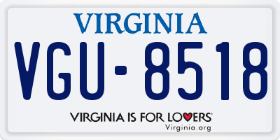 VA license plate VGU8518