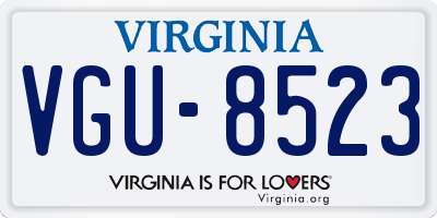 VA license plate VGU8523