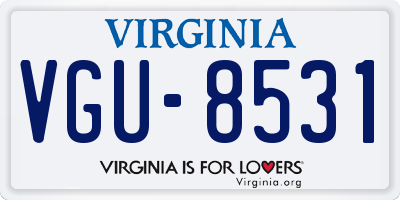 VA license plate VGU8531