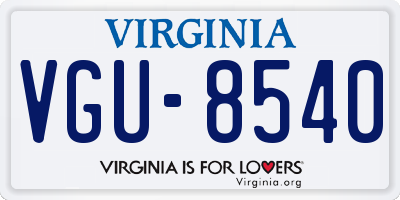 VA license plate VGU8540