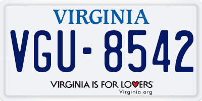 VA license plate VGU8542