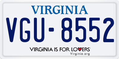 VA license plate VGU8552