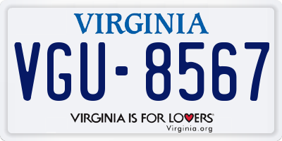 VA license plate VGU8567