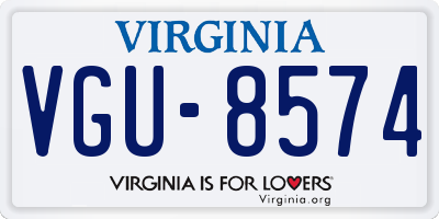 VA license plate VGU8574