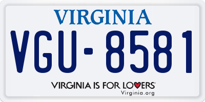 VA license plate VGU8581
