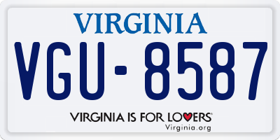 VA license plate VGU8587