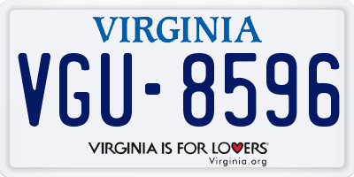 VA license plate VGU8596