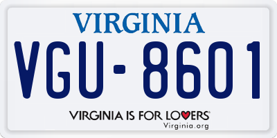 VA license plate VGU8601