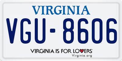 VA license plate VGU8606