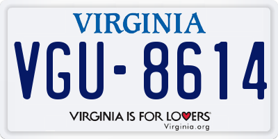 VA license plate VGU8614