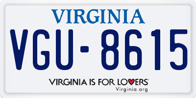 VA license plate VGU8615
