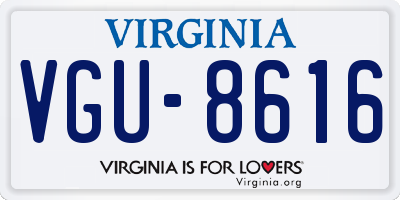 VA license plate VGU8616