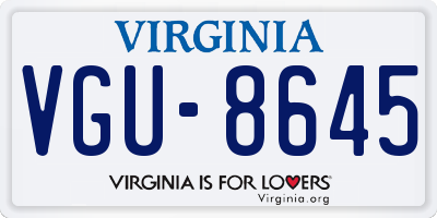 VA license plate VGU8645