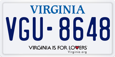 VA license plate VGU8648