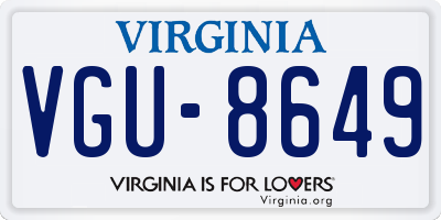 VA license plate VGU8649