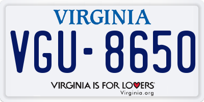VA license plate VGU8650