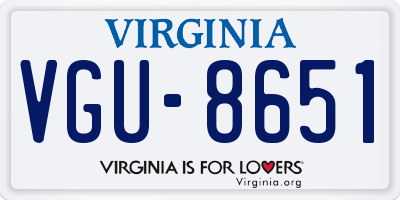 VA license plate VGU8651