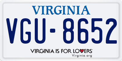 VA license plate VGU8652
