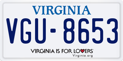 VA license plate VGU8653