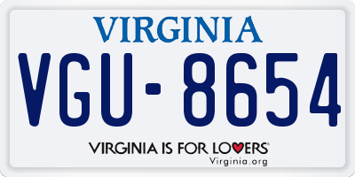 VA license plate VGU8654