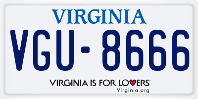 VA license plate VGU8666