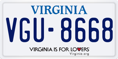 VA license plate VGU8668