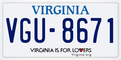 VA license plate VGU8671