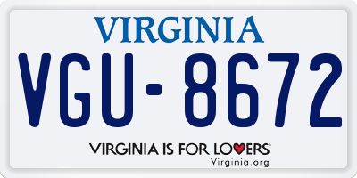 VA license plate VGU8672