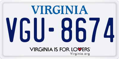 VA license plate VGU8674