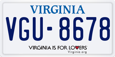 VA license plate VGU8678