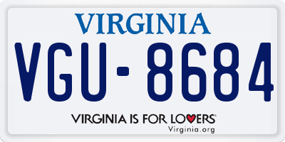 VA license plate VGU8684