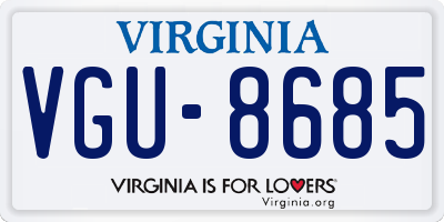 VA license plate VGU8685