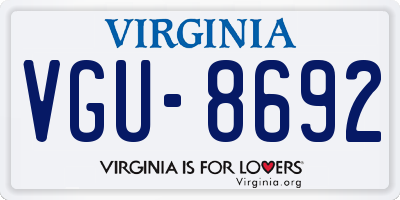 VA license plate VGU8692
