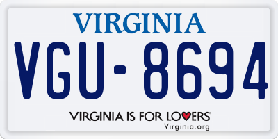 VA license plate VGU8694