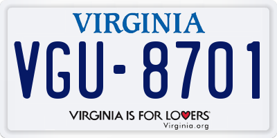 VA license plate VGU8701