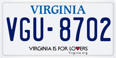 VA license plate VGU8702