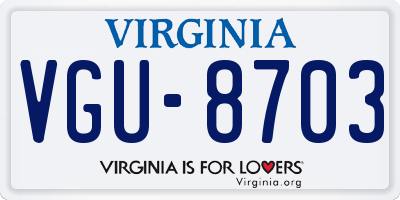 VA license plate VGU8703