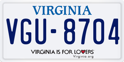 VA license plate VGU8704