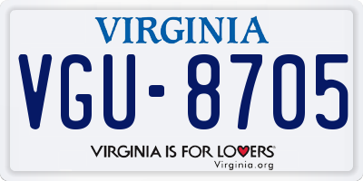 VA license plate VGU8705