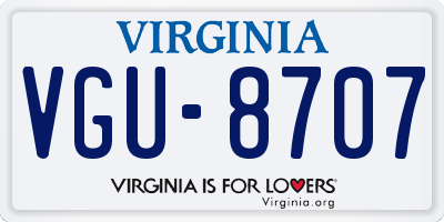 VA license plate VGU8707