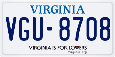 VA license plate VGU8708