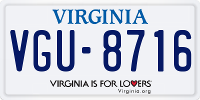 VA license plate VGU8716