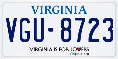VA license plate VGU8723