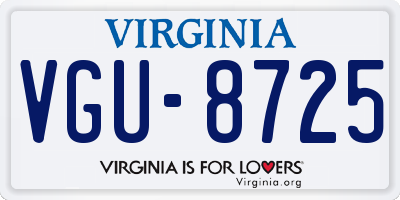 VA license plate VGU8725