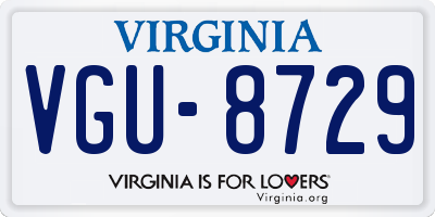 VA license plate VGU8729