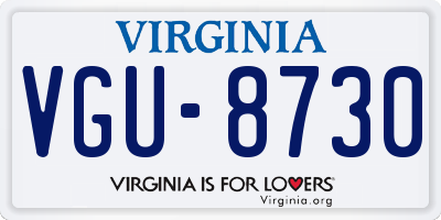 VA license plate VGU8730